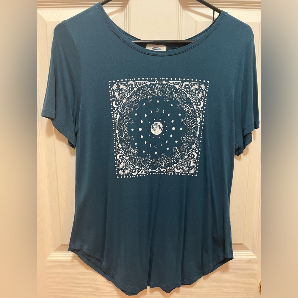 Moon dark teal tee. Very soft.